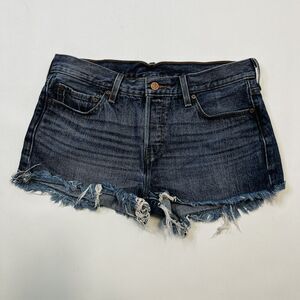 Levis Womens Shorts Blue Button Fly Cut Off Waist size 28, 2” Inseam, Mid Rise
